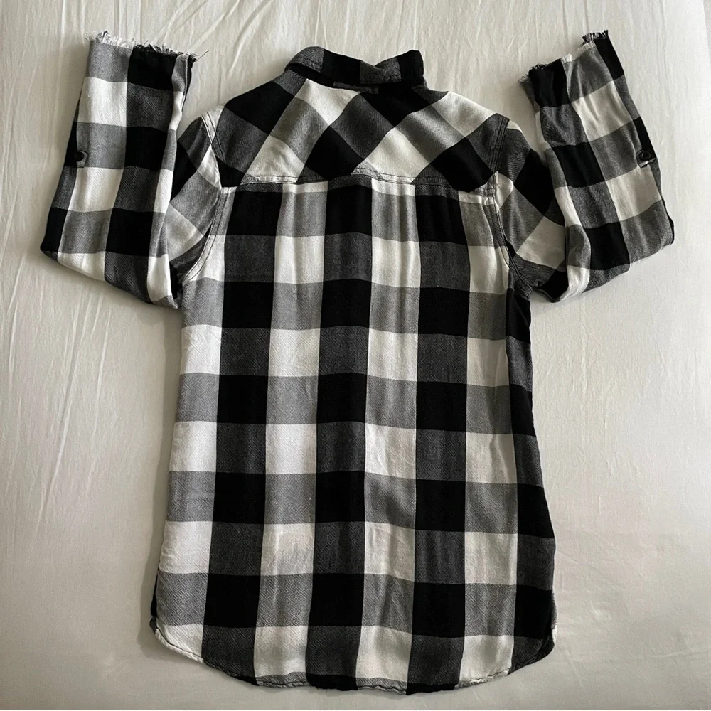 Justice Black and White Plaid Button Down Shirt